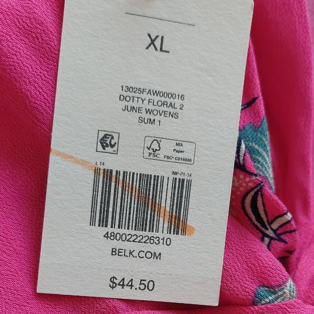 Wonderly Dotty Floral Twist-Front Tank Top Pink XL NWT - Picture 5 of 5
